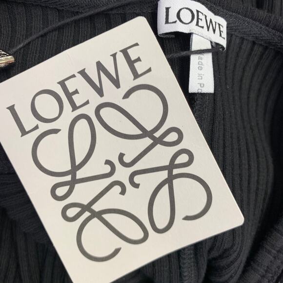 LOEWE Size M -Anagram- Black Cotton Ribbed Halter Dress - Picture 5 of 7